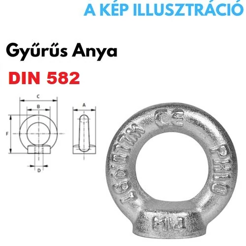 Gyűrűs anya M10 DIN582, teherbírás: 230kg