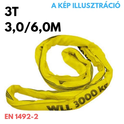 Emelőkötél-körkötél EN1942-2 teherbírás: 3T, hosszúság: 3,0/6,0m