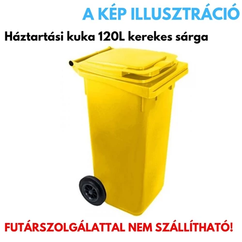 Háztartási kuka 120L kerekes sárga 500113