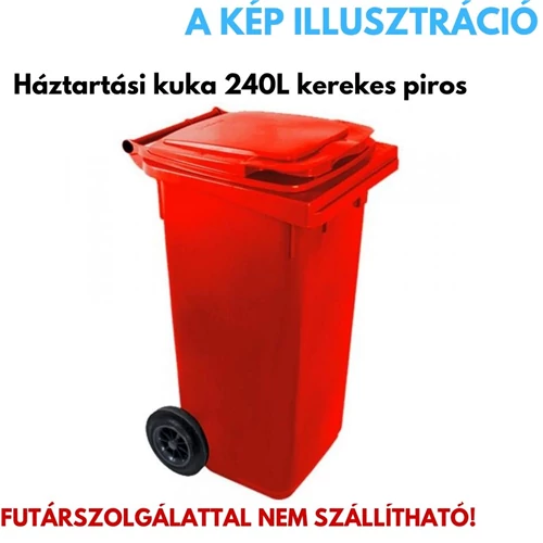 Háztartási kuka kerékkel, műanyag 240L piros