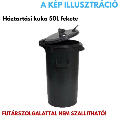 Háztartási kuka műanyag 50L fekete