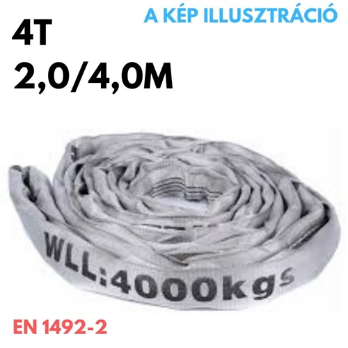 Emelőkötél-körkötél EN1942-2 teherbírás: 4T, hosszúság: 2,0/4,0m